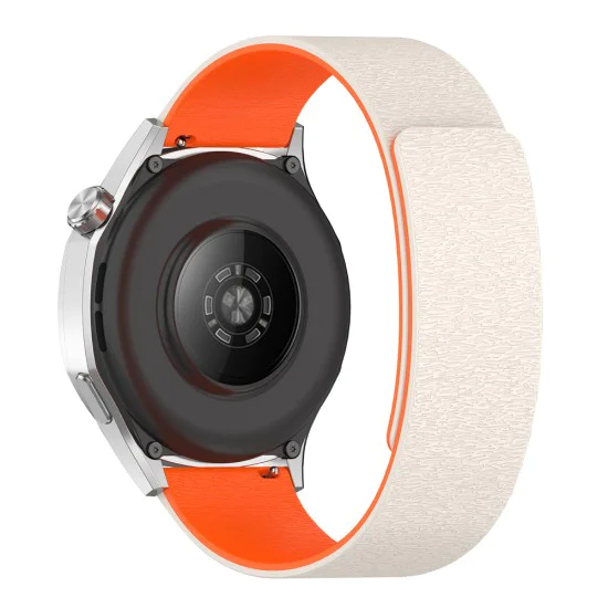 Techsuit - Каишка за часовник 20 мм (W074) - Samsung Galaxy Watch4/5/Active 2, Huawei Watch GT 3 (42 мм)/GT 3 Pro (43 мм) - Сив / Оранжев