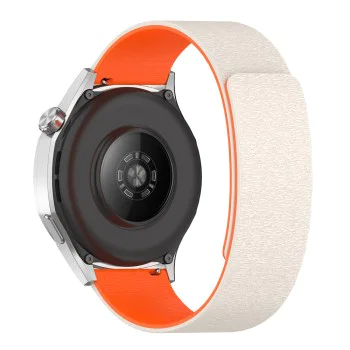 Каишка за Huawei Watch GT 4 (41 мм)/W1/Honor Watch S1/Garmin Venu 2S/Vivoactive 4S - Techsuit - Каишка за часовник 18 мм (W074) - Бежов / Оранжев
