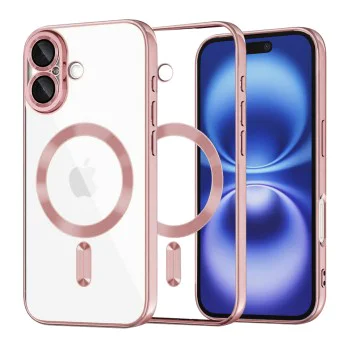 Калъф за iPhone 16 - Luxury Crystal MagSafe - Розов