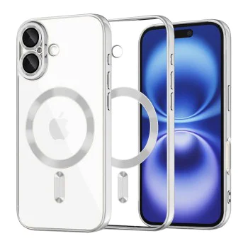 Калъф за iPhone 16 - Luxury Crystal MagSafe - Silver