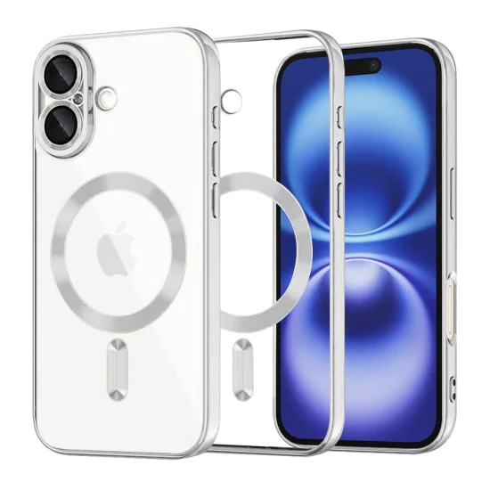 Калъф за iPhone 16 - Luxury Crystal MagSafe - Silver
