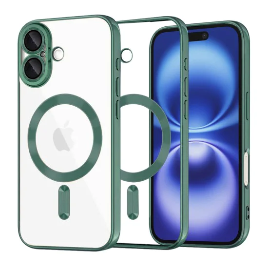 Калъф за iPhone 16 - Luxury Crystal MagSafe - Deep Green