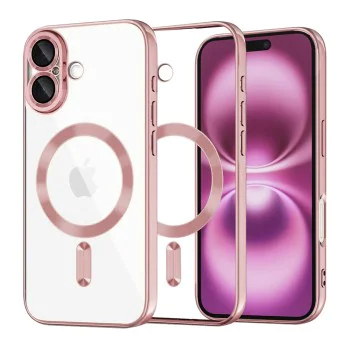 Калъф за iPhone 16 Plus - Luxury Crystal MagSafe - Розов