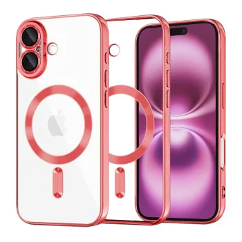 Калъф за iPhone 16 Plus - Luxury Crystal MagSafe - Червен