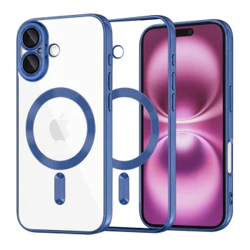 Калъф за iPhone 16 Plus - Luxury Crystal MagSafe - Deep Blue