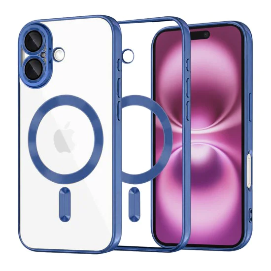 Калъф за iPhone 16 Plus - Luxury Crystal MagSafe - Deep Blue
