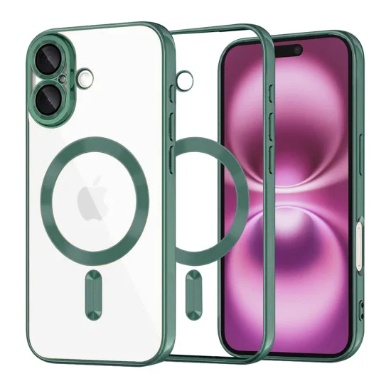 Калъф за iPhone 16 Plus - Luxury Crystal MagSafe - Deep Green