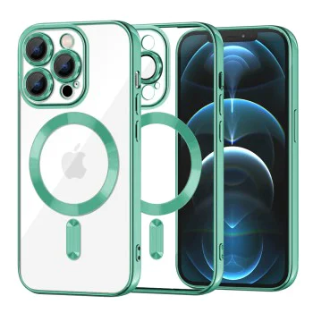 Калъф за iPhone 12 Pro Max - Luxury Crystal MagSafe - Light Green
