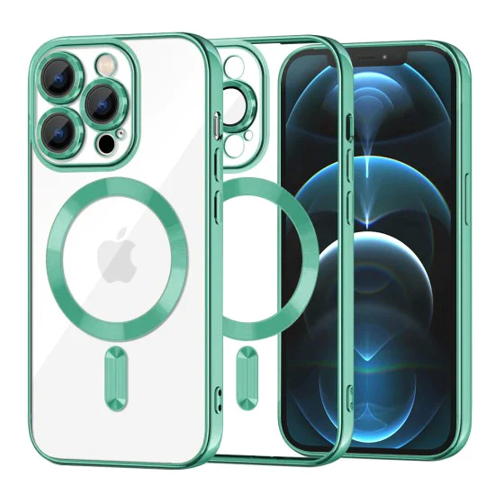 Калъф за iPhone 12 Pro Max - Luxury Crystal MagSafe - Light Green