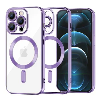 Калъф за iPhone 12 Pro Max - Luxury Crystal MagSafe - Светло лилав