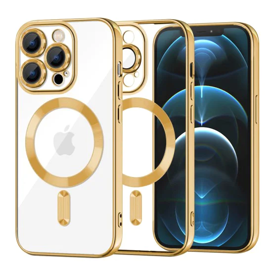Калъф за iPhone 12 Pro Max - Luxury Crystal MagSafe - Златен