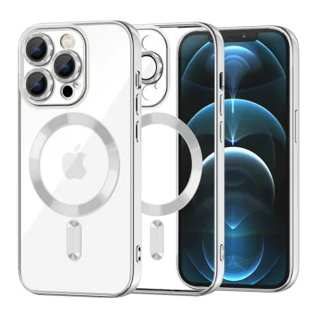Калъф за iPhone 12 Pro Max - Luxury Crystal MagSafe - Silver