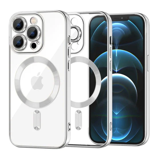 Калъф за iPhone 12 Pro Max - Luxury Crystal MagSafe - Silver