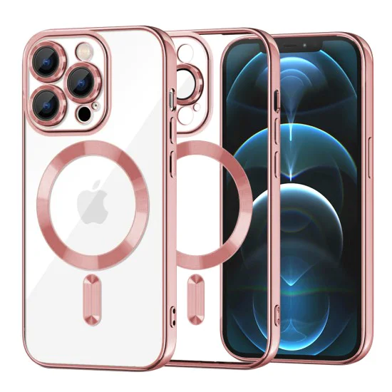 Калъф за iPhone 12 Pro Max - Luxury Crystal MagSafe - Розов