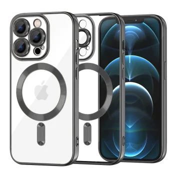 Калъф за iPhone 12 Pro Max - Luxury Crystal MagSafe - Черен