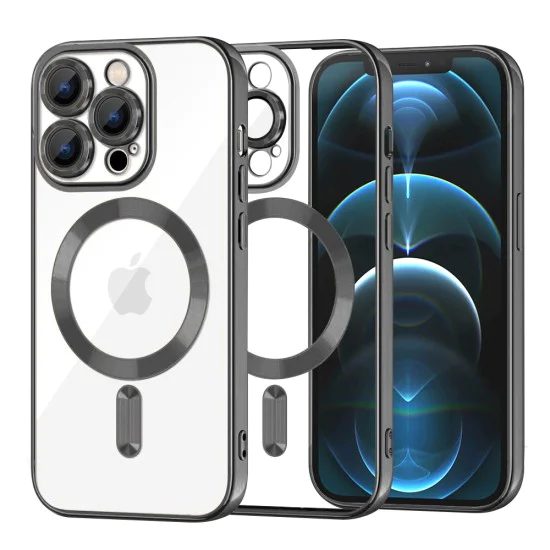 Калъф за iPhone 12 Pro Max - Luxury Crystal MagSafe - Черен