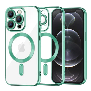 Калъф за iPhone 12 Pro - Luxury Crystal MagSafe - Light Green