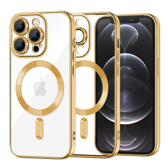 Калъф за iPhone 12 Pro - Luxury Crystal MagSafe - Златен