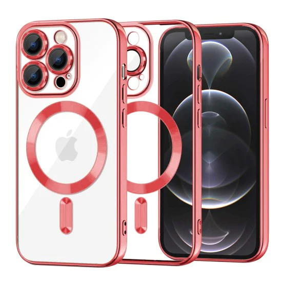 Калъф за iPhone 12 Pro - Luxury Crystal MagSafe - Червен