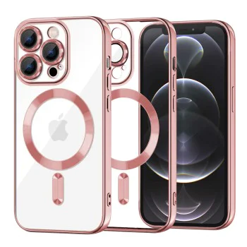 Калъф за iPhone 12 Pro - Luxury Crystal MagSafe - Розов