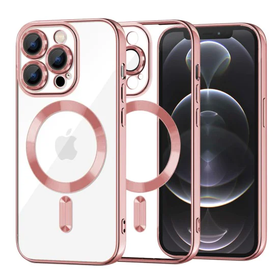 Калъф за iPhone 12 Pro - Luxury Crystal MagSafe - Розов