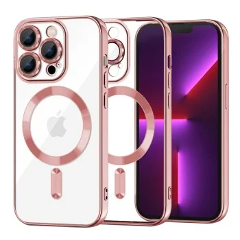 Калъф за iPhone 13 Pro - Luxury Crystal MagSafe - Розов