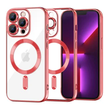 Калъф за iPhone 13 Pro - Luxury Crystal MagSafe - Червен