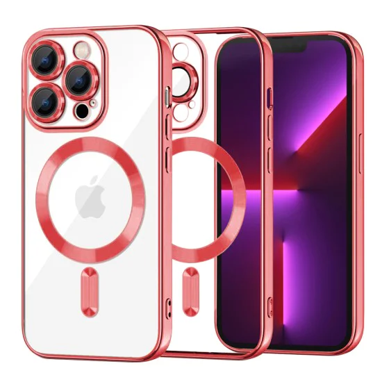 Калъф за iPhone 13 Pro - Luxury Crystal MagSafe - Червен
