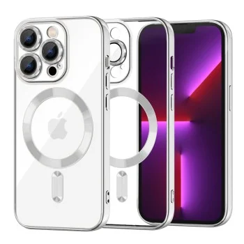 Калъф за iPhone 13 Pro - Luxury Crystal MagSafe - Сребрист