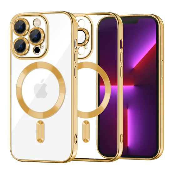 Калъф за iPhone 13 Pro - Luxury Crystal MagSafe - Златен