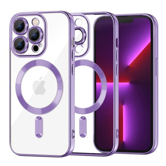 Калъф за iPhone 13 Pro - Luxury Crystal MagSafe - Светло лилав