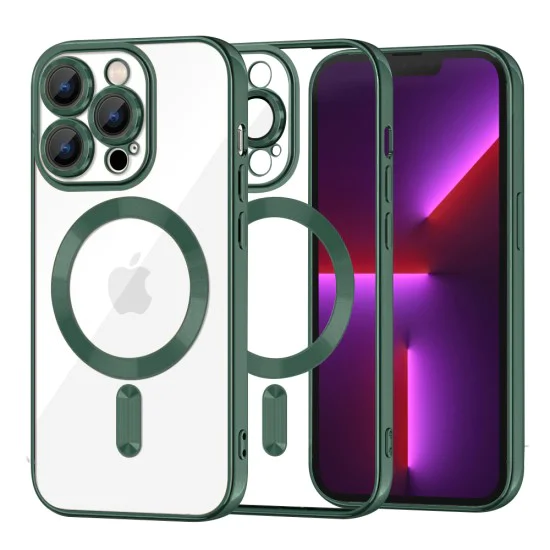 Калъф за iPhone 13 Pro - Luxury Crystal MagSafe - Deep Green