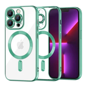 Калъф за iPhone 13 Pro - Luxury Crystal MagSafe - Светло зелен