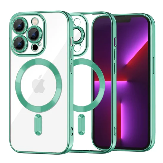 Калъф за iPhone 13 Pro - Luxury Crystal MagSafe - Светло зелен