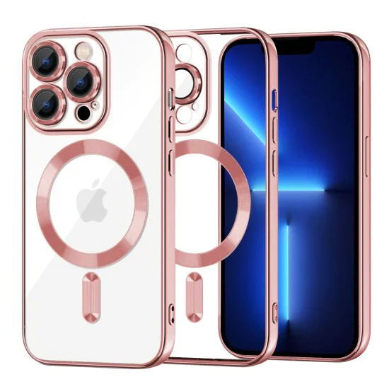 Калъф за iPhone 13 Pro Max - Luxury Crystal MagSafe - Pink