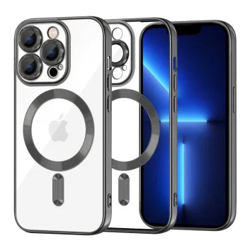 Калъф за iPhone 13 Pro Max - Luxury Crystal MagSafe - Черен