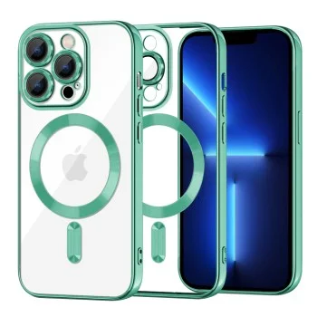 Калъф за iPhone 13 Pro Max - Luxury Crystal MagSafe - Light Green