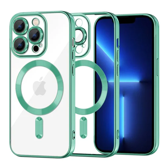 Калъф за iPhone 13 Pro Max - Luxury Crystal MagSafe - Light Green