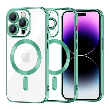 Калъф за iPhone 14 Pro Max - Luxury Crystal MagSafe - Light Green