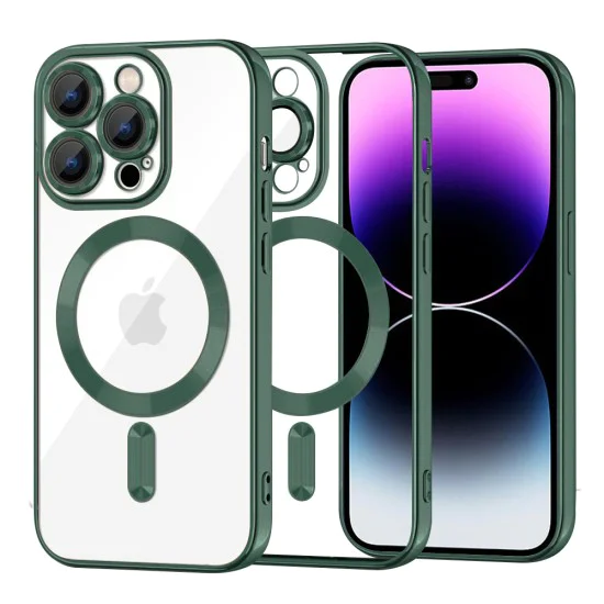 Калъф за iPhone 14 Pro Max - Luxury Crystal MagSafe - Deep Green