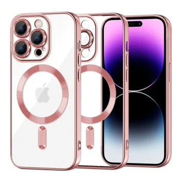 Калъф за iPhone 14 Pro Max - Luxury Crystal MagSafe - Розов