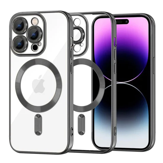 Калъф за iPhone 14 Pro Max - Luxury Crystal MagSafe - Черен