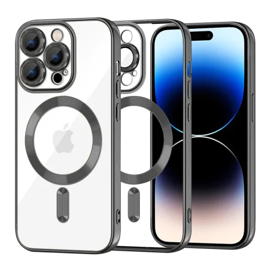 Калъф за iPhone 14 Pro - Luxury Crystal MagSafe - черен