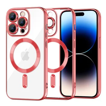 Калъф за iPhone 14 Pro - Luxury Crystal MagSafe - Червен