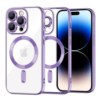 Калъф за iPhone 14 Pro - Luxury Crystal MagSafe - Светло лилав