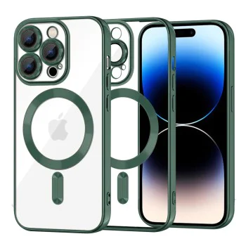 Калъф за iPhone 14 Pro - Luxury Crystal MagSafe - Deep Green