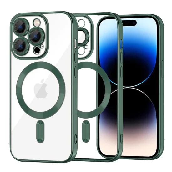 Калъф за iPhone 14 Pro - Luxury Crystal MagSafe - Deep Green