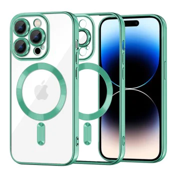 Калъф за iPhone 14 Pro - Luxury Crystal MagSafe - Светло зелен