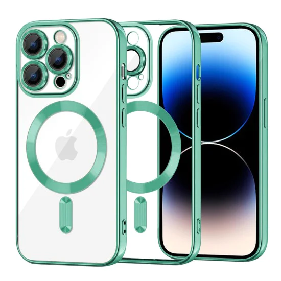 Калъф за iPhone 14 Pro - Luxury Crystal MagSafe - Светло зелен