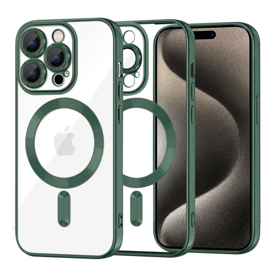 Калъф за iPhone 15 Pro Max - Luxury Crystal MagSafe - Deep Green